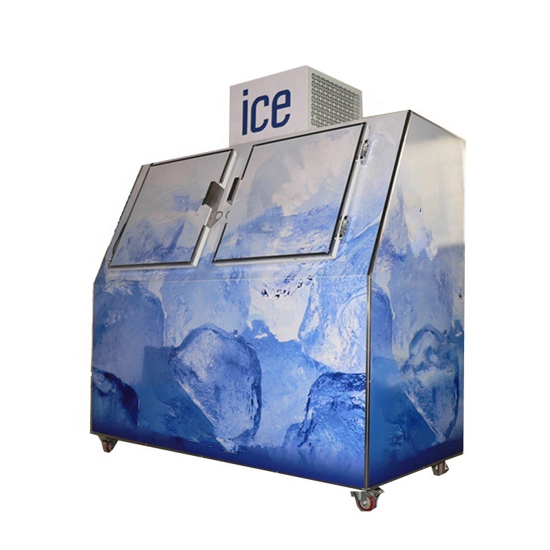 Ice freezer DC-600 bagged ice storage bin for gas station with inclined doors