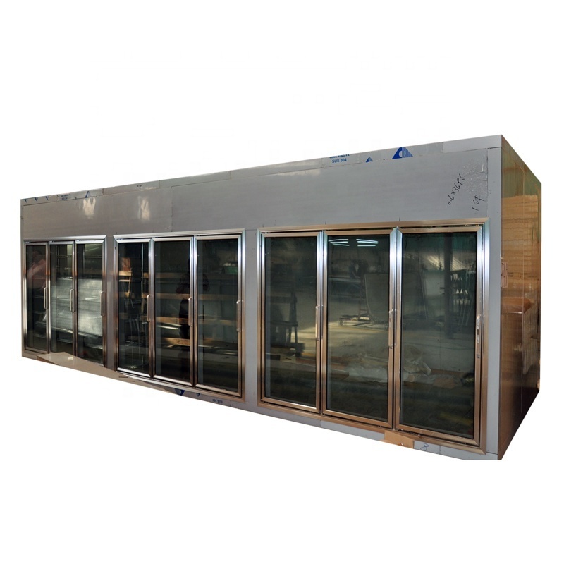 Glass Door Display Cold Room Supermarket Cold Storage Room Walk in Cooler Freezer Containers Refrigeration Equipment Fan Cooling