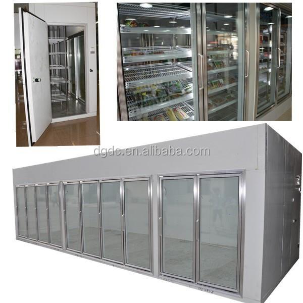 Glass Door Display Cold Room Supermarket Cold Storage Room Walk in Cooler Freezer Containers Refrigeration Equipment Fan Cooling