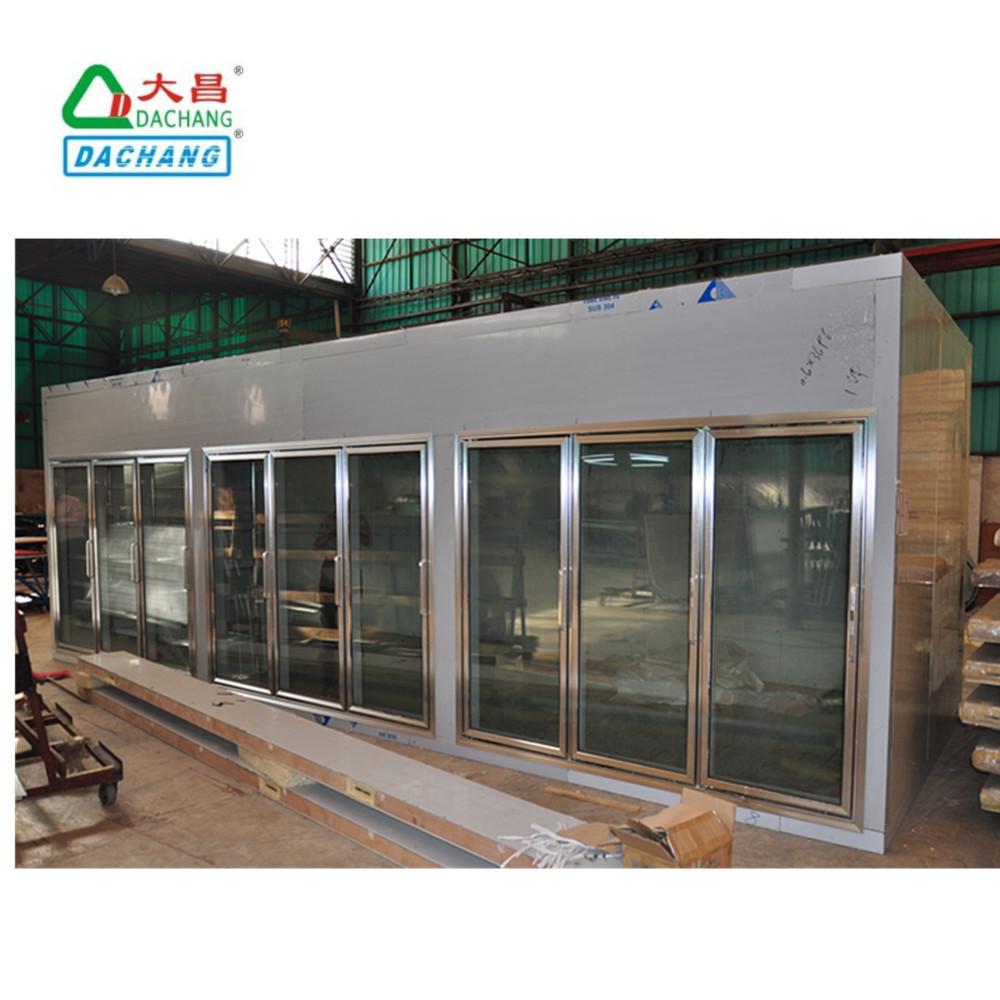 Glass Door Display Cold Room Supermarket Cold Storage Room Walk in Cooler Freezer Containers Refrigeration Equipment Fan Cooling