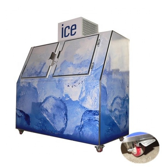 Ice freezer DC-600 bagged ice storage bin for gas station with inclined doors