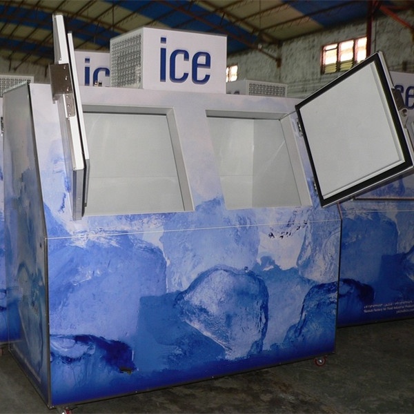 Ice freezer DC-600 bagged ice storage bin for gas station with inclined doors