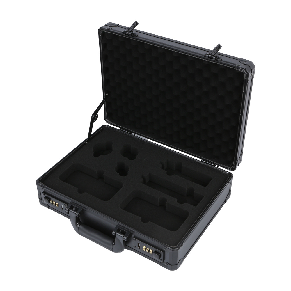 Silver Aluminum Case with Pick & Pluck Faom Aluminum Carrying Case Portable Tool Aluminum Case with Shoulder Straps