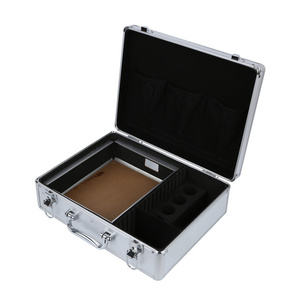 Silver Aluminum Case with Pick & Pluck Faom Aluminum Carrying Case Portable Tool Aluminum Case with Shoulder Straps