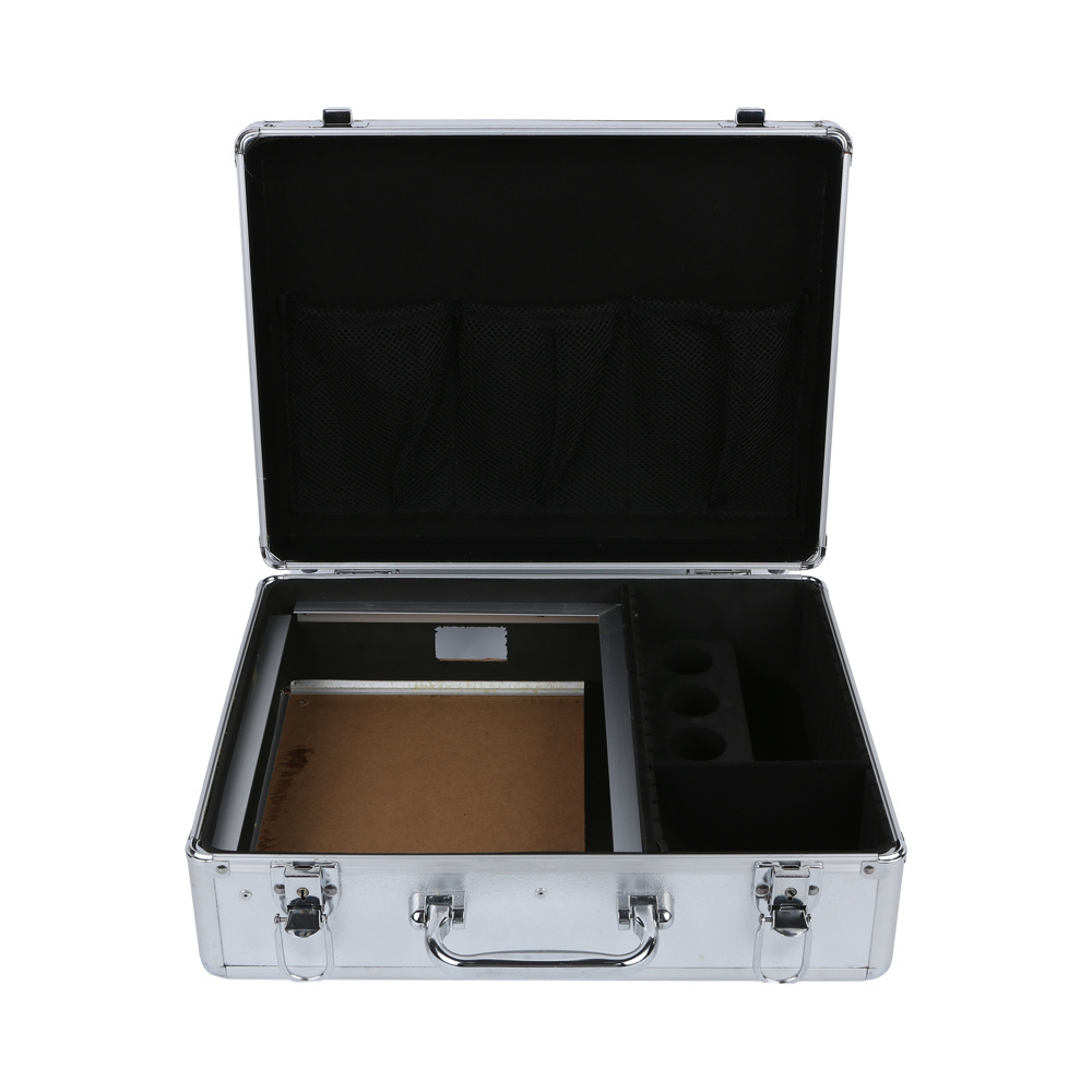 Silver Aluminum Case with Pick & Pluck Faom Aluminum Carrying Case Portable Tool Aluminum Case with Shoulder Straps