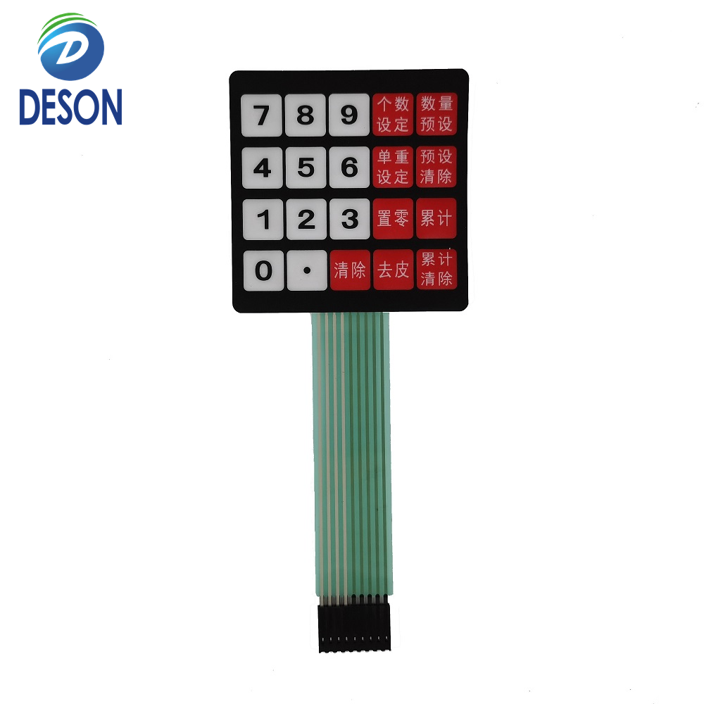 Deson Customized Screen Printing PVC Instrument Button Keypads & Keyboards with Paste Control Panel Film