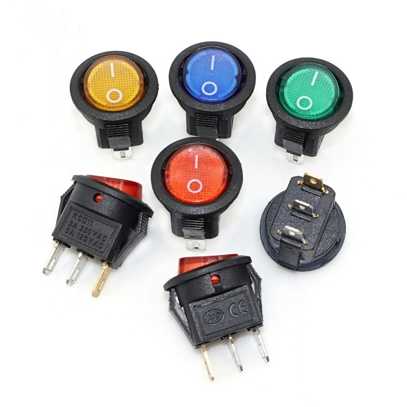 China manufacturer  DPST rocker switch illuminated with round red mini Round rocker switch