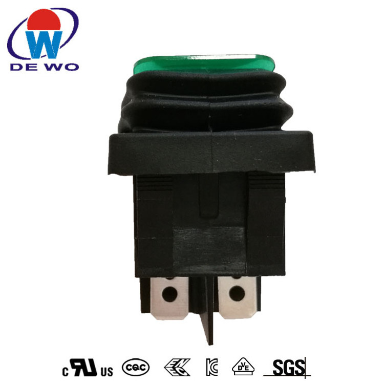 manufacturer rocker switch 4 pins green illuminated 16a 250vac waterproof rocker switch