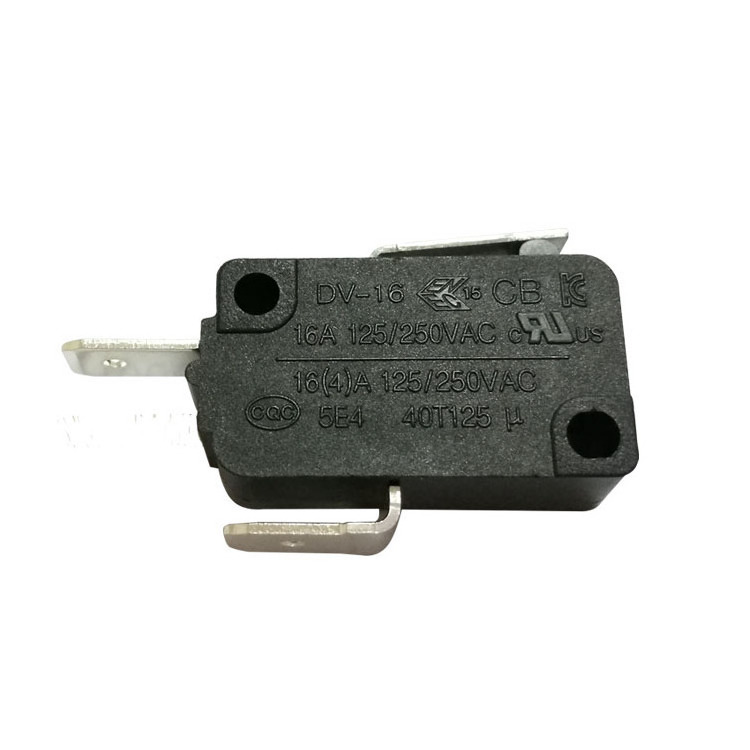 Manufacturer 16A 250V SPST micro switch, with short straight lever quick connect terminal for Cash drawer