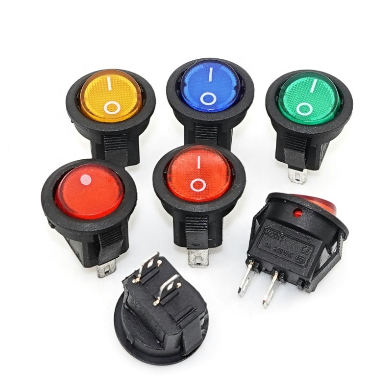 China manufacturer  DPST rocker switch illuminated with round red mini Round rocker switch