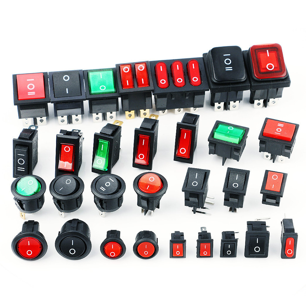 Rocker switch overload protector 16a 250v ac kw3 oz micro switch rocker Custom circle square spdt rocker switch