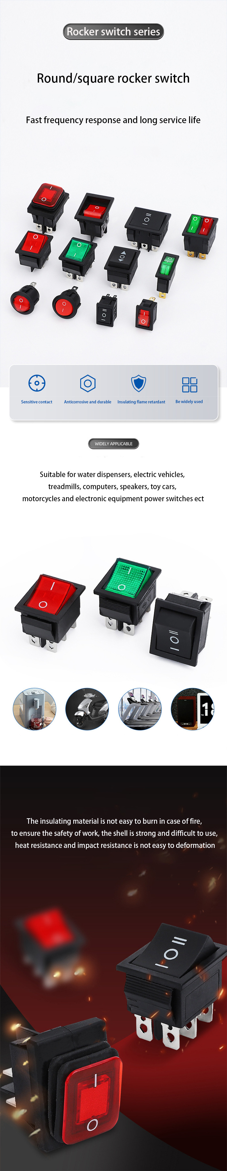 Hot Selling Rocker switch RS series Waterproof Switch 16A/250VAC T85 Button 3 Pin Solder Terminal Rocker Switch