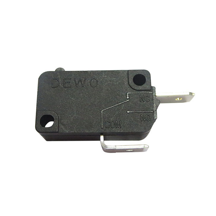 Manufacturer 16A 250V SPST micro switch, with short straight lever quick connect terminal for Cash drawer