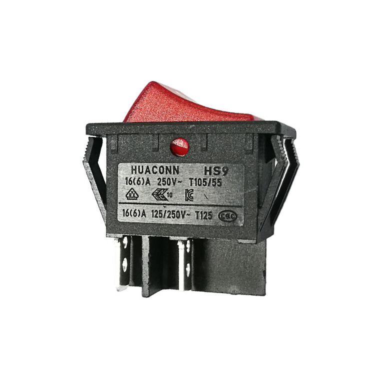 DEWO HS9 4 pins rocker switch double pole single actuator boat switches 20A 250V illuminated switch for machines