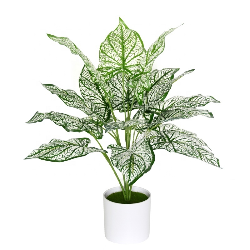 Factory sale high quality fake flower artificial bonsai plant white Caladium for decoration