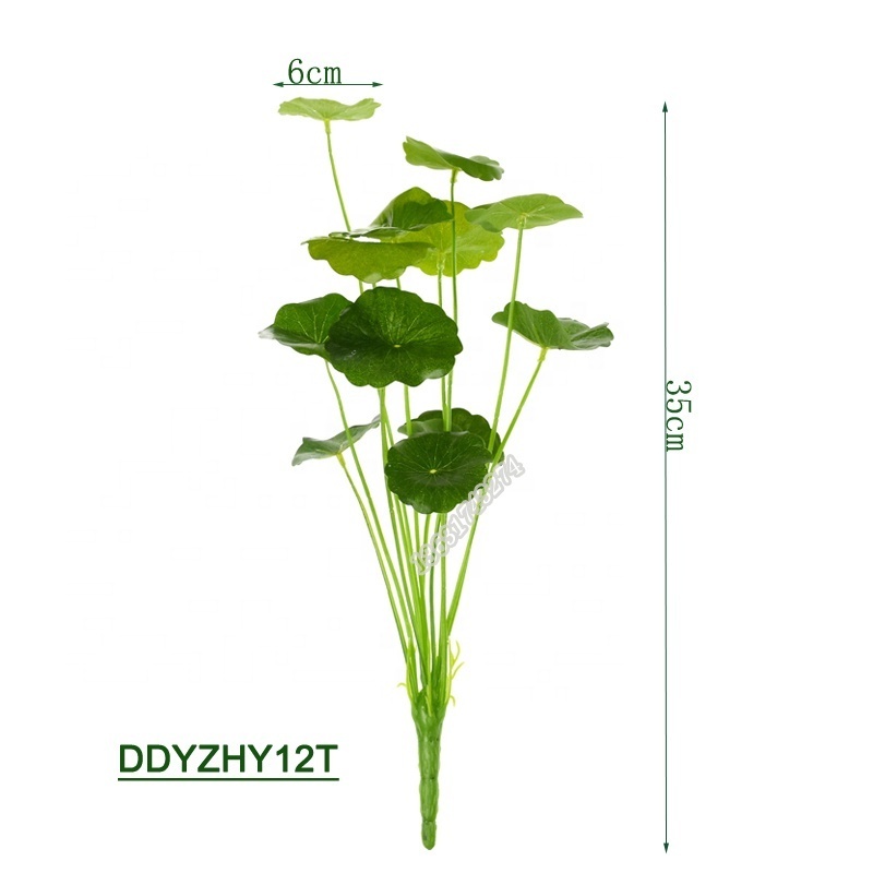 Factory price high quality green plant 12 head lotus leaf artificial grass for wall decoration