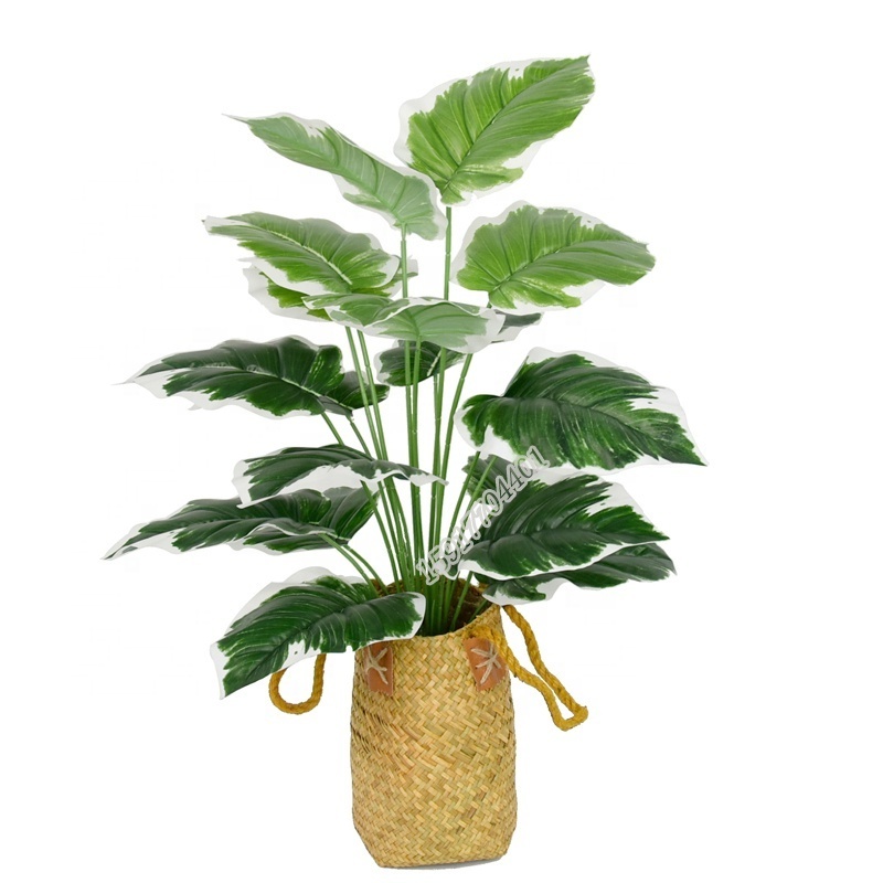 Cheap Real touch 18 leaves caladium fake plants artificial foliage bonsai plant for decoration