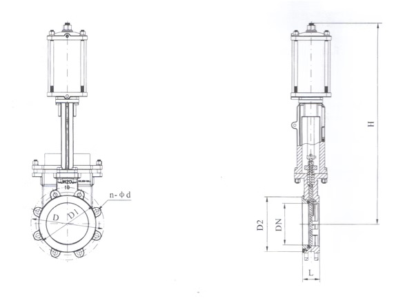 Flanged pneumatic knife gate valve 10 inch stainless steel knife gate valve mud knife gate valve