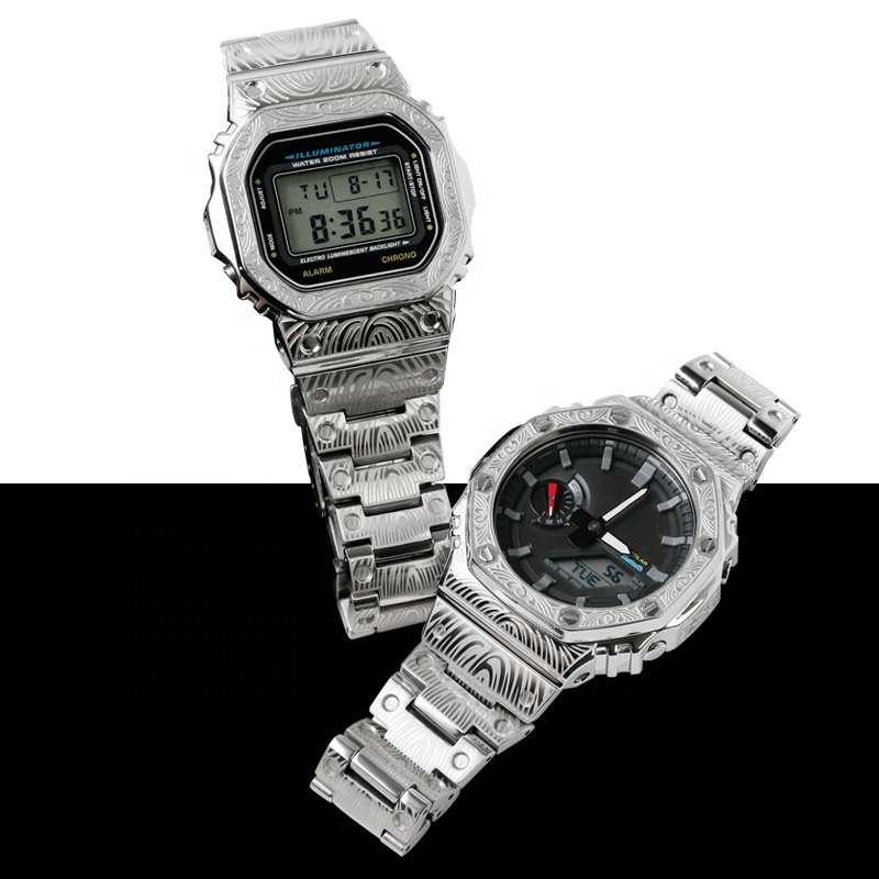 New Arrival GA2100 Embossed Metal Case Stainless Steel Strap for GA-2100 GA-2110 Watch Replacement Accessory