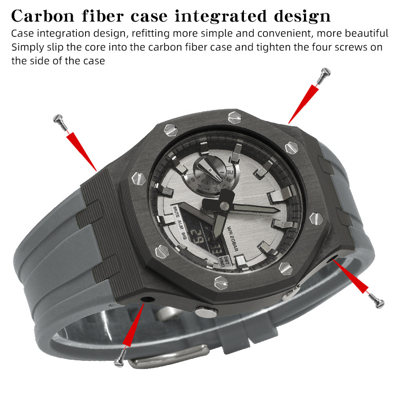 DMD Hot Sale GA2100 Mod Kit Carbon Fiber Case Rubber Strap for G Shock GA-2100/2110 GA-B2100 GM-2100 Watch Part Replacement