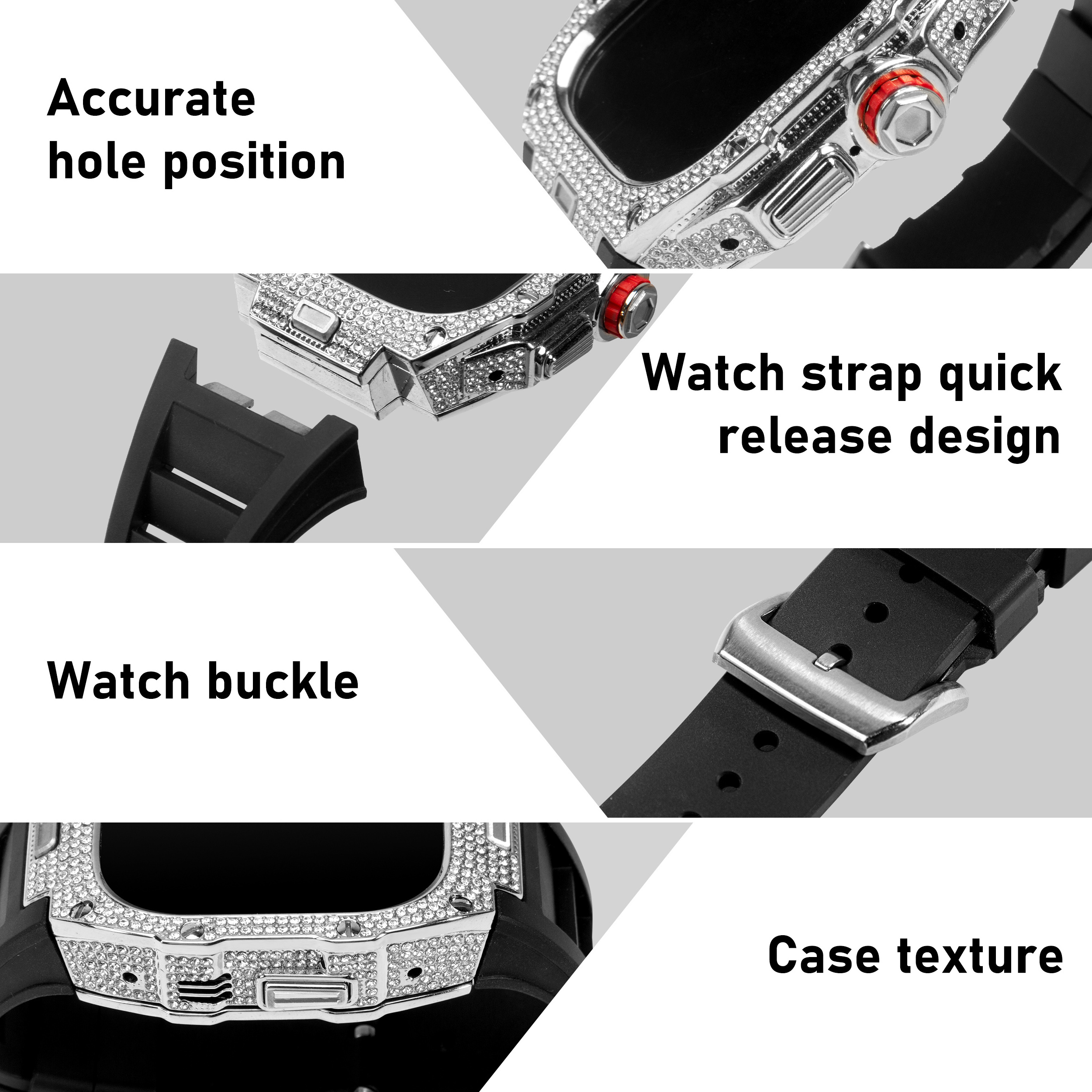 New Arrival Luxury Metal Watch Case Fluorine Rubber Strap for Appled Watch 49mm iWatch Ultra 1 Ultra 2