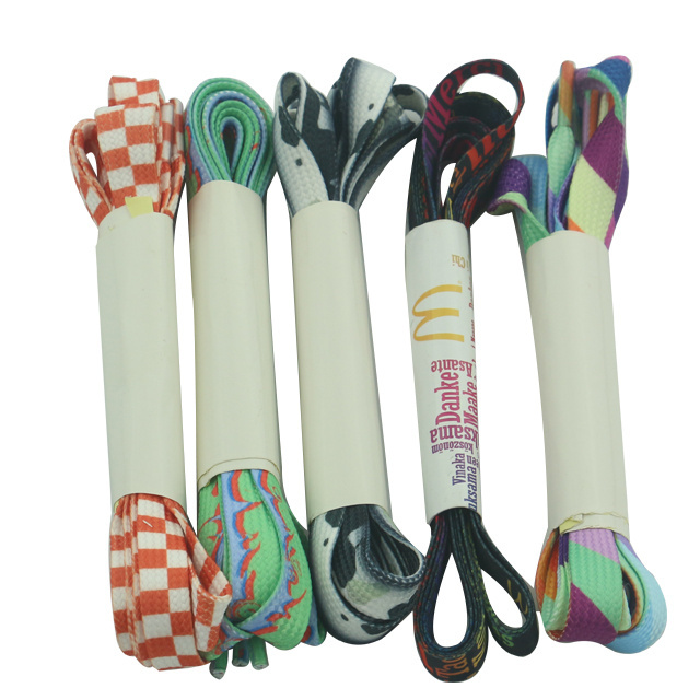 wholesale price custom polyester printing shoelaces with custom printed logo Dye sublimation shoe laces