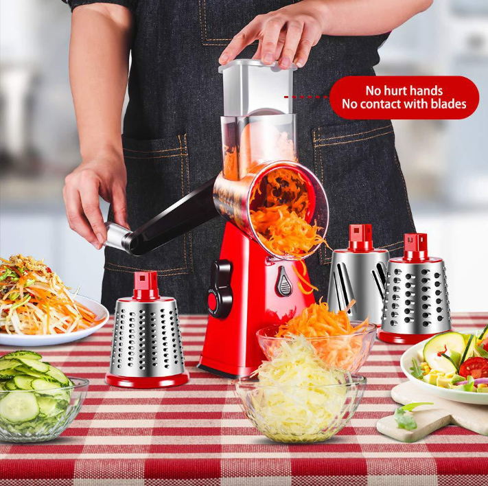 Multifunctional Home Kitchen Accessories Grater Vegetable Chopper 3 in 1 Round Cutter Potato Spiralizer Manual Vegetable Slicer