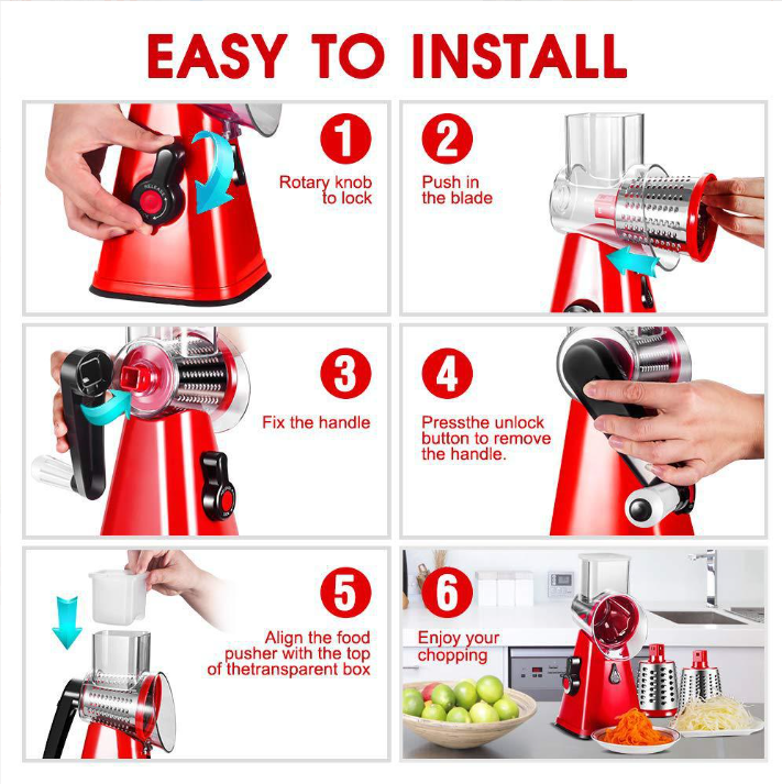 Multifunctional Home Kitchen Accessories Grater Vegetable Chopper 3 in 1 Round Cutter Potato Spiralizer Manual Vegetable Slicer