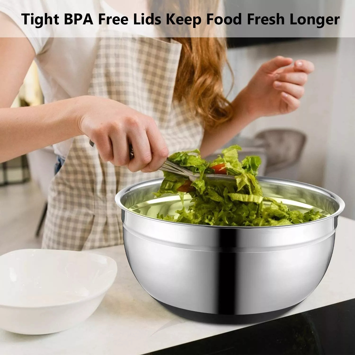 Premium top sell non slip salad lids Set stainless steel extra large kitchen mixing bowl set