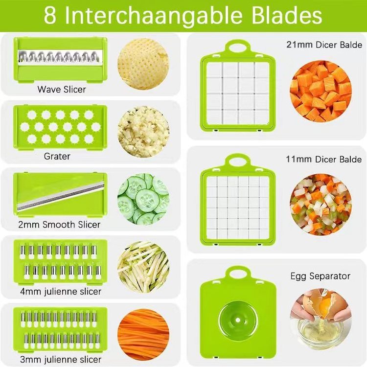 2022 Kitchen Tools ABS Plastic Mandoline 12 In 1 Multi-functional Food Slicer Vegetable Cutter Chopper