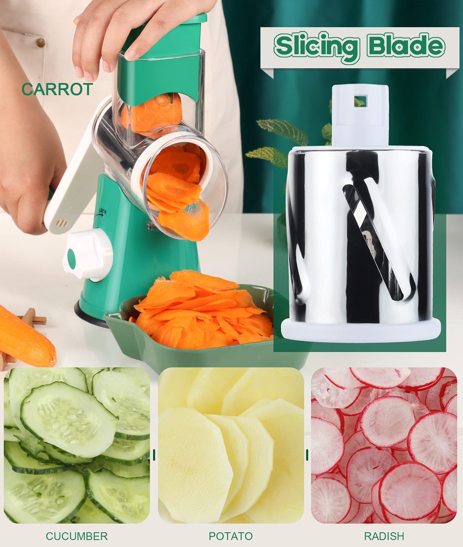 Kitchen Round Tumbling Box Shredder 3 In 1 Manual Rotary Cheese Grater Drum Vegetable Slicer Nuts Grinder