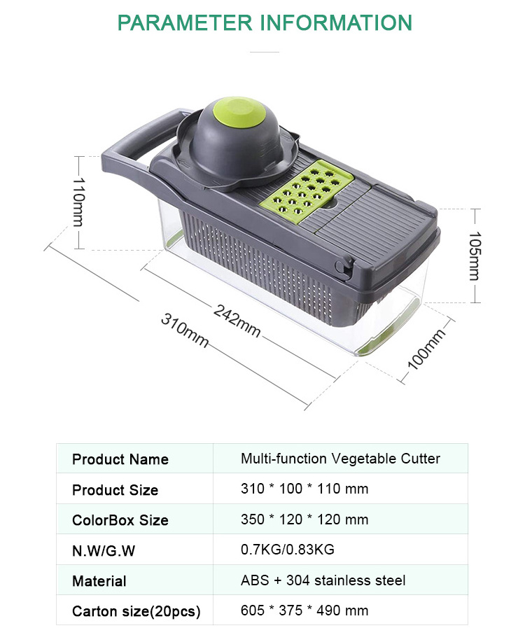 Multifunctional Manual Kitchen Mandolin Vegetable Chopper Onion Slicer Manual Food Veggie Chopper Vegetable Cutter