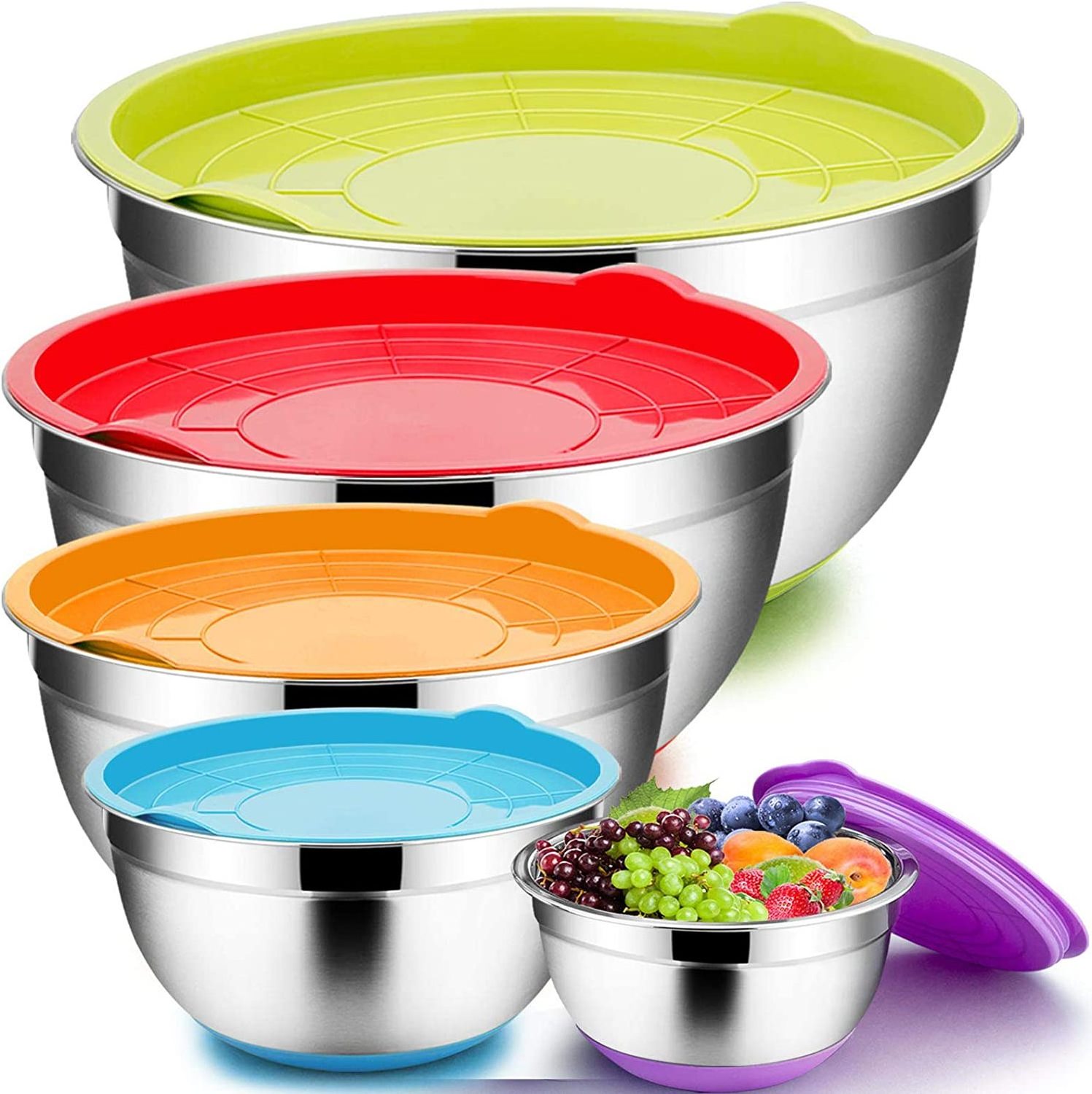 Premium top sell non slip salad lids Set stainless steel extra large kitchen mixing bowl set