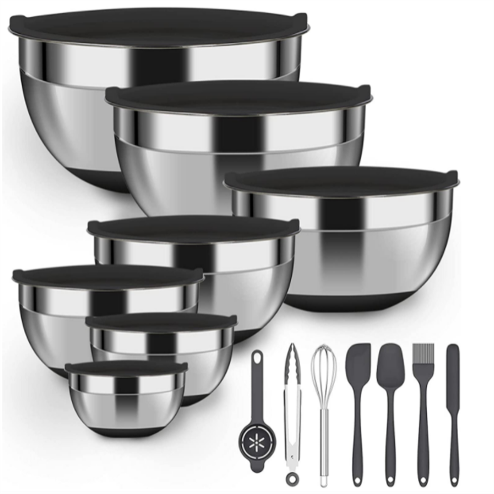 Premium top sell non slip salad lids Set stainless steel extra large kitchen mixing bowl set