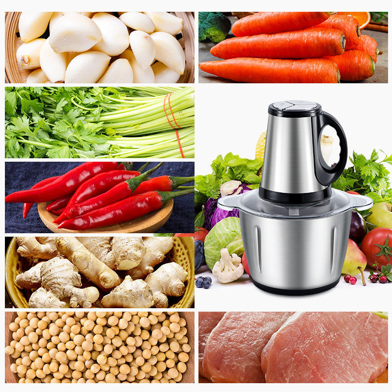 Wholesale Small Vegetables Fruits Nuts Meat Chopper Food Stainless steel 4 Blade 2L 3L Electric Meat Grinders