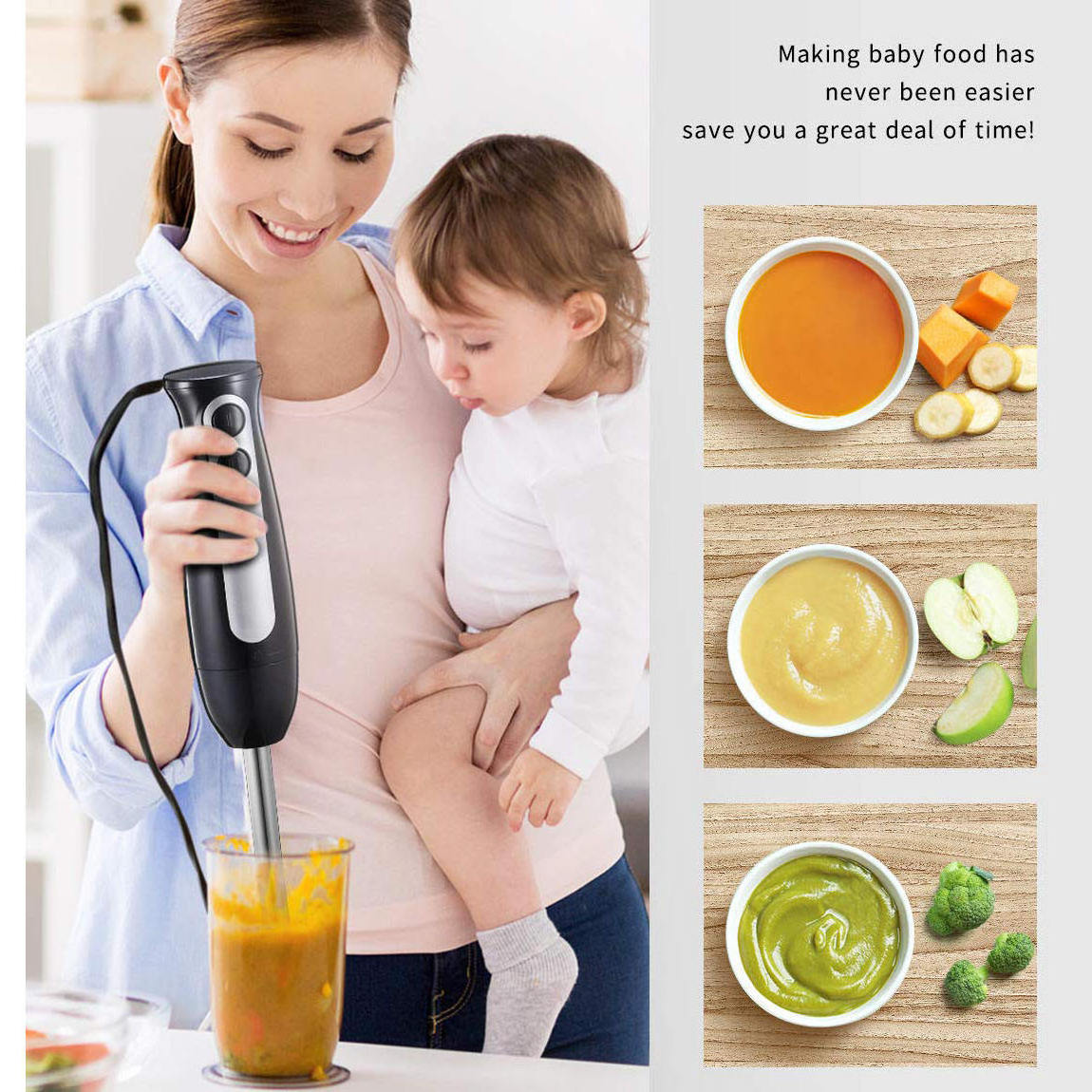 Portable Blender 4 IN 1 Multi-functional Food Chopper Electric Hand Held Food Mixers Set With Bowl and Beaker