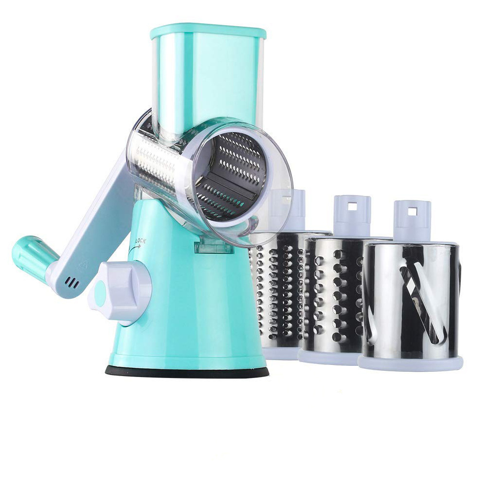 Multifunctional 3 In 1 Rotary Cheese Grater Cheese Shredder Vegetable Cutter Slicer Chopper With Handle