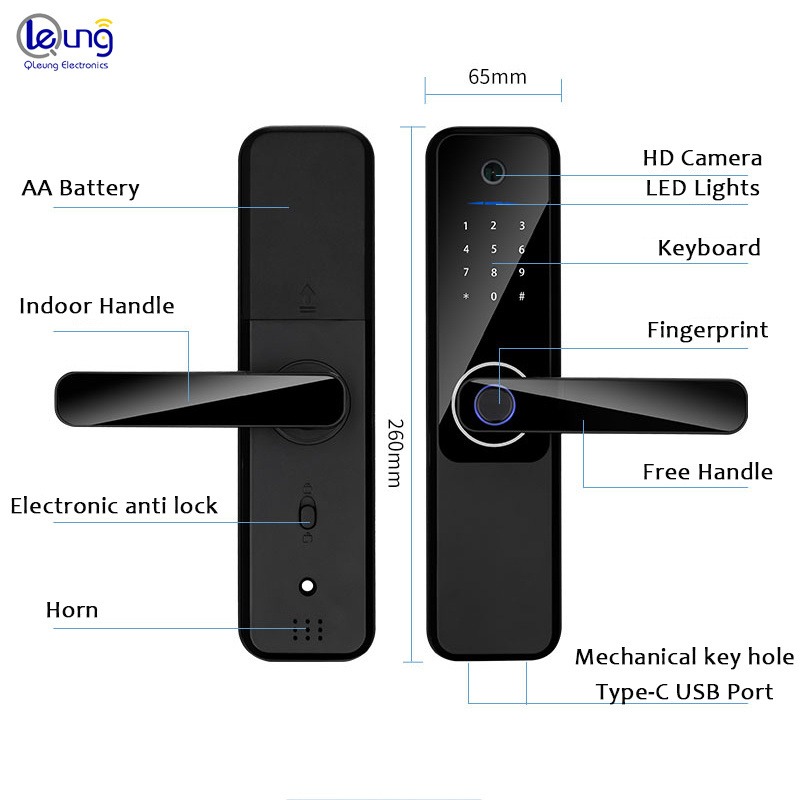 S802 Factory price WiFi Tuya TTlock Smart Locks with Camera Snapshot Fingerprint Password Keyless Smart Door Lock