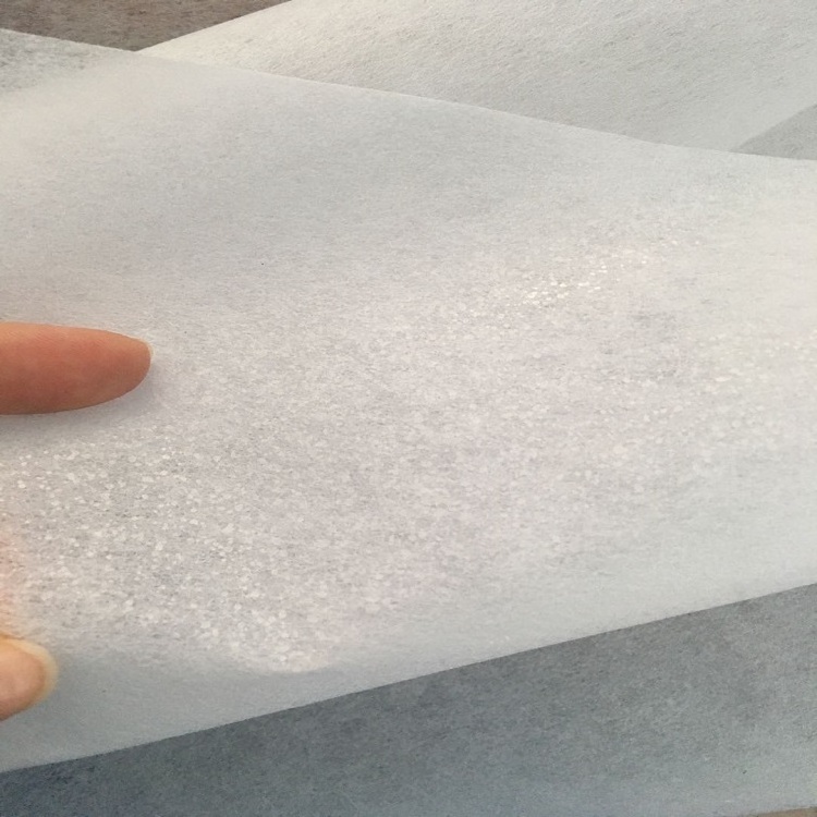 1035HF gum stay non woven chemical bonded base fabric and scatter fused embroidery stabilizer fusing interlining