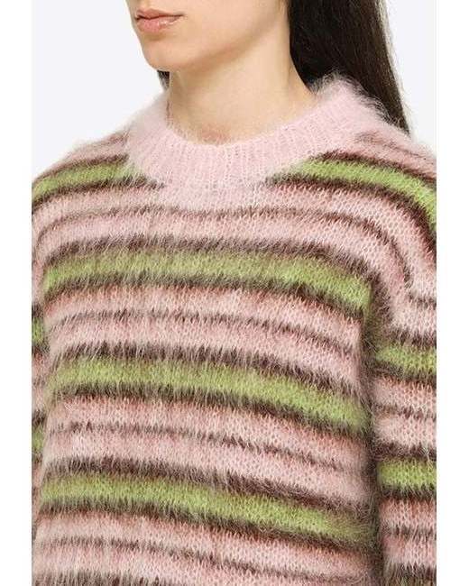 Women's casual gradient striped mohair top, soft and skin friendly sweater, warm and comfortable knitted sweater