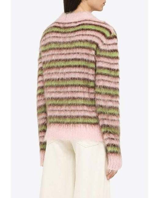 Women's casual gradient striped mohair top, soft and skin friendly sweater, warm and comfortable knitted sweater