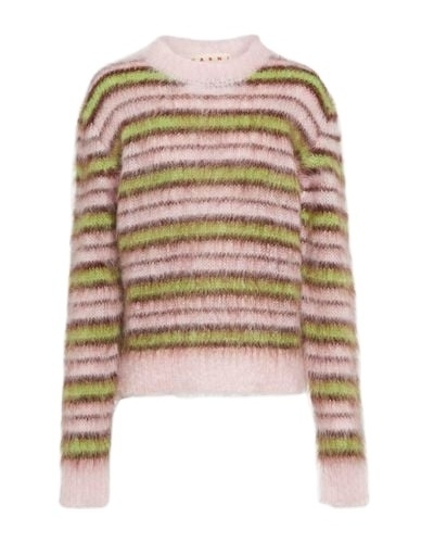 Women's casual gradient striped mohair top, soft and skin friendly sweater, warm and comfortable knitted sweater