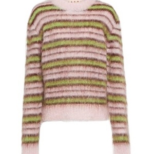 Women's casual gradient striped mohair top, soft and skin friendly sweater, warm and comfortable knitted sweater