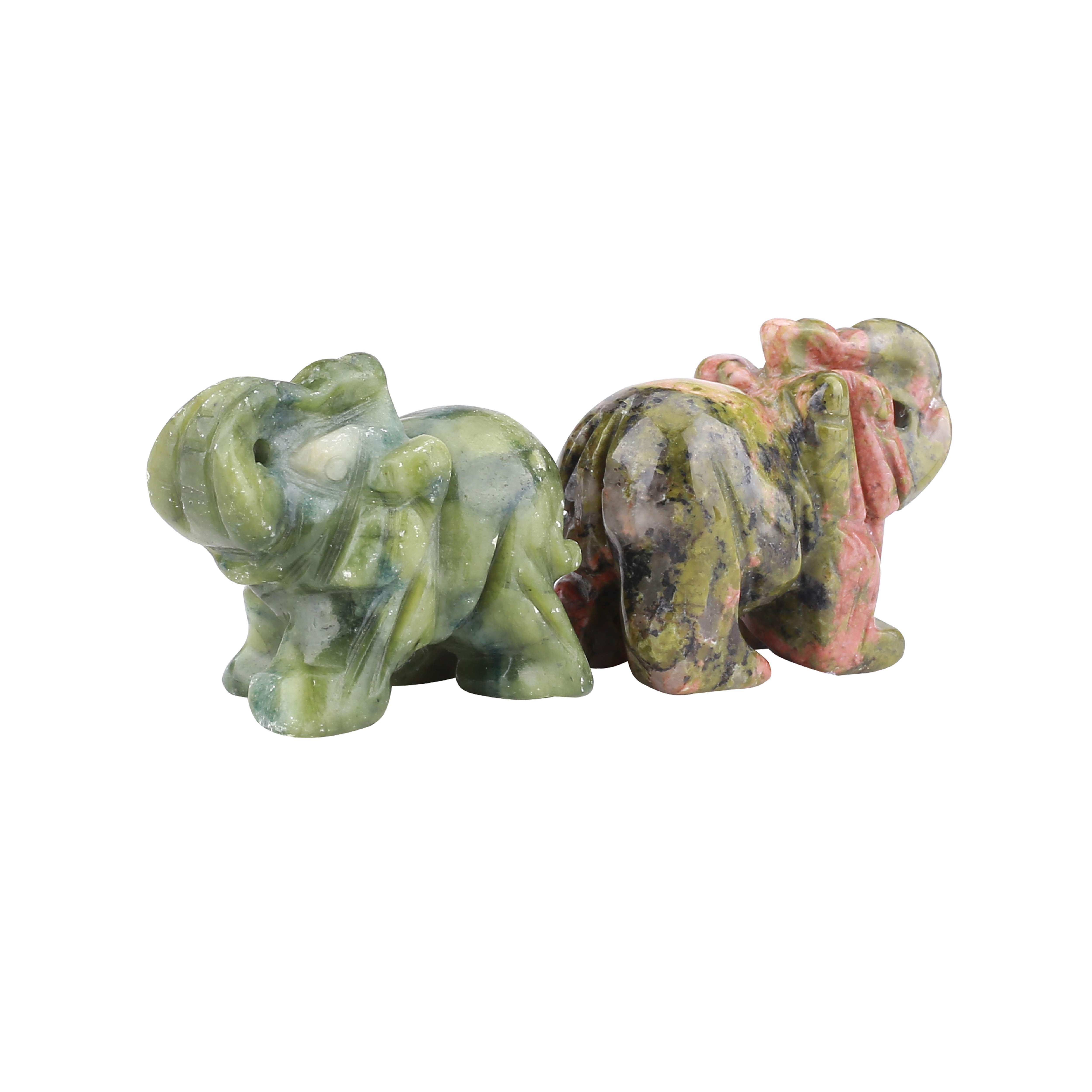 Hand carved polished green jadeite elephant carving crystal treatment stone elephant statue ornaments