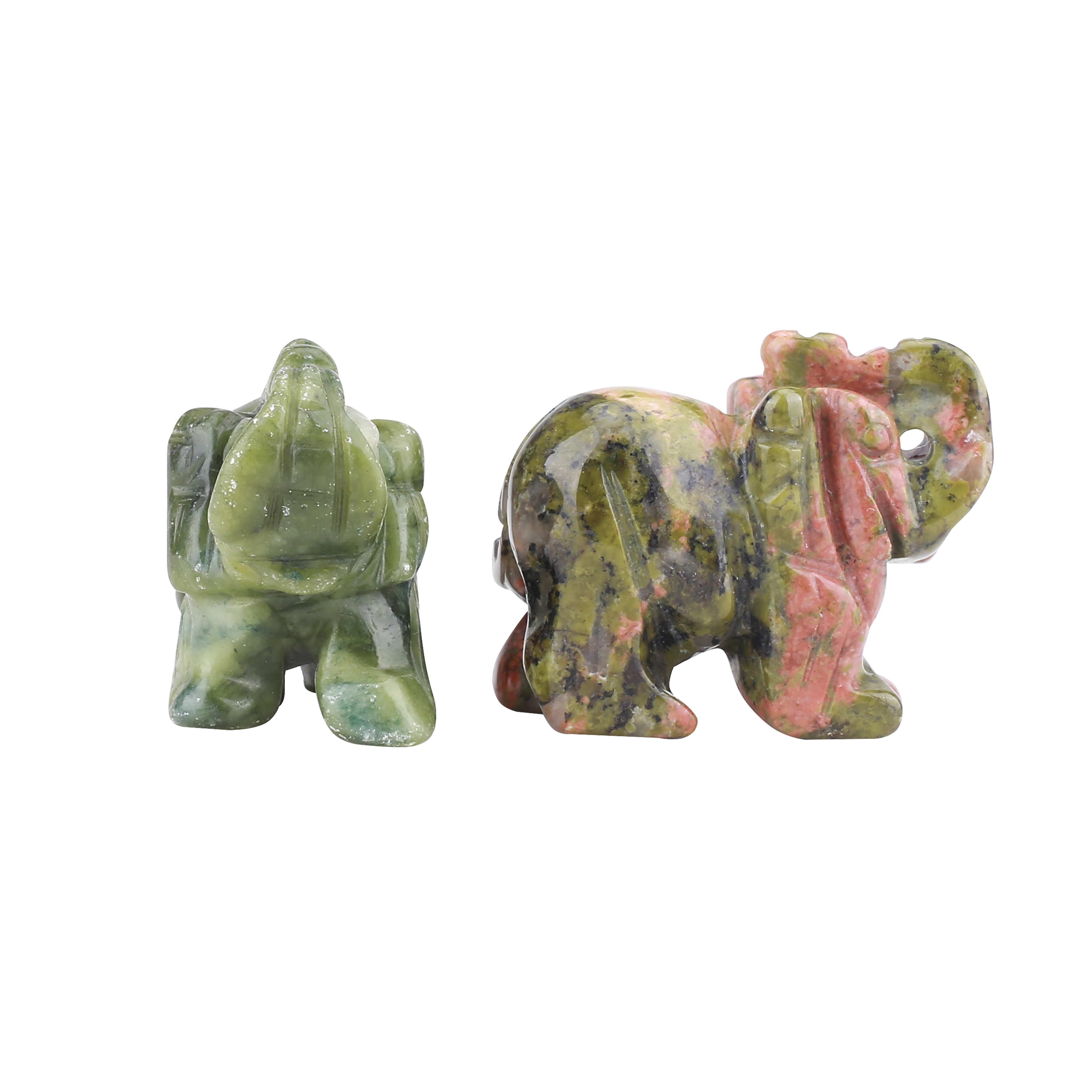 Hand carved polished green jadeite elephant carving crystal treatment stone elephant statue ornaments