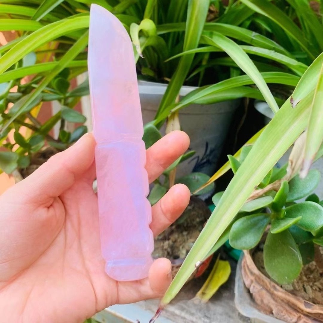 High quality natural obsidian dagger can be customized to design rose quartz crystal dagger carving crystal handicraft