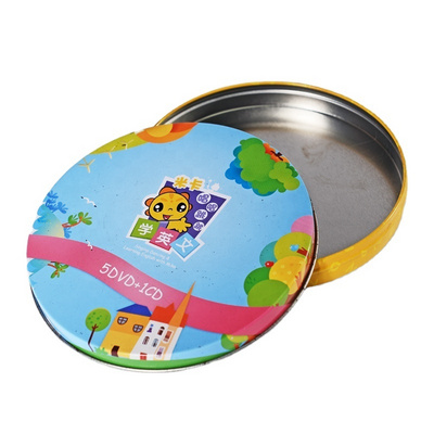 Factory  Manufacturing Round Tin Packing VCD DVD CD Tin Box Case