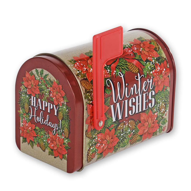 Christmas Decorative Mailbox Shaped Gifts Biscuit Cake Tins Boxes