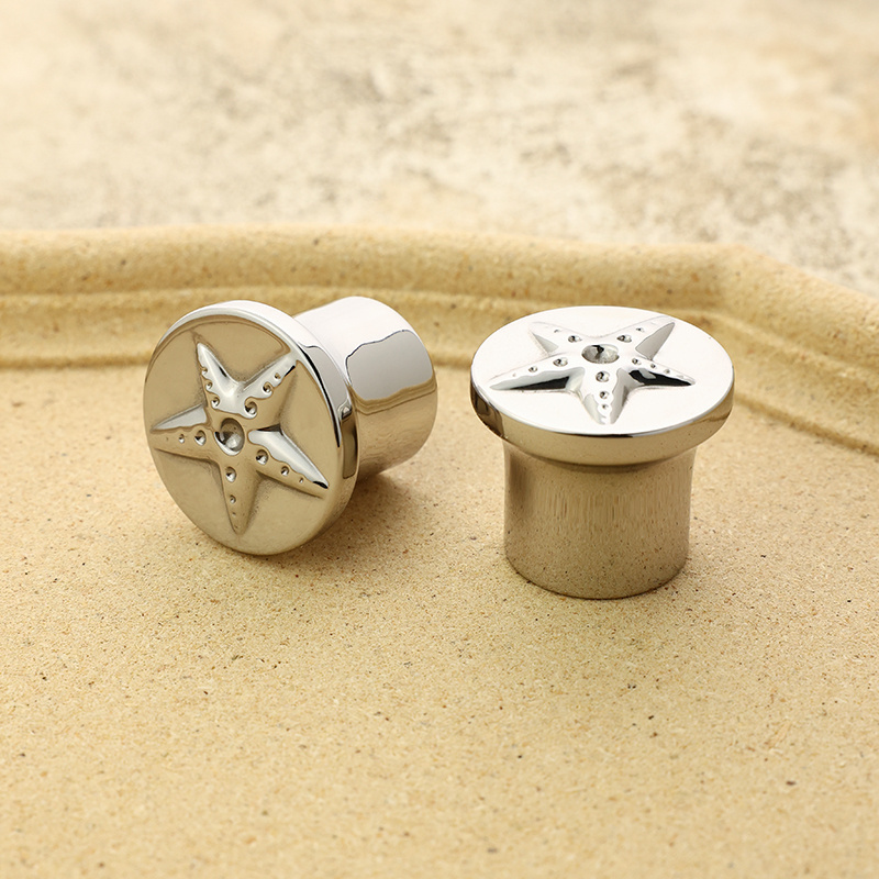 OEM custom metal snap start stop push zamac button star zinc alloy caps cover Wine candle perfume bottle lids in promotion