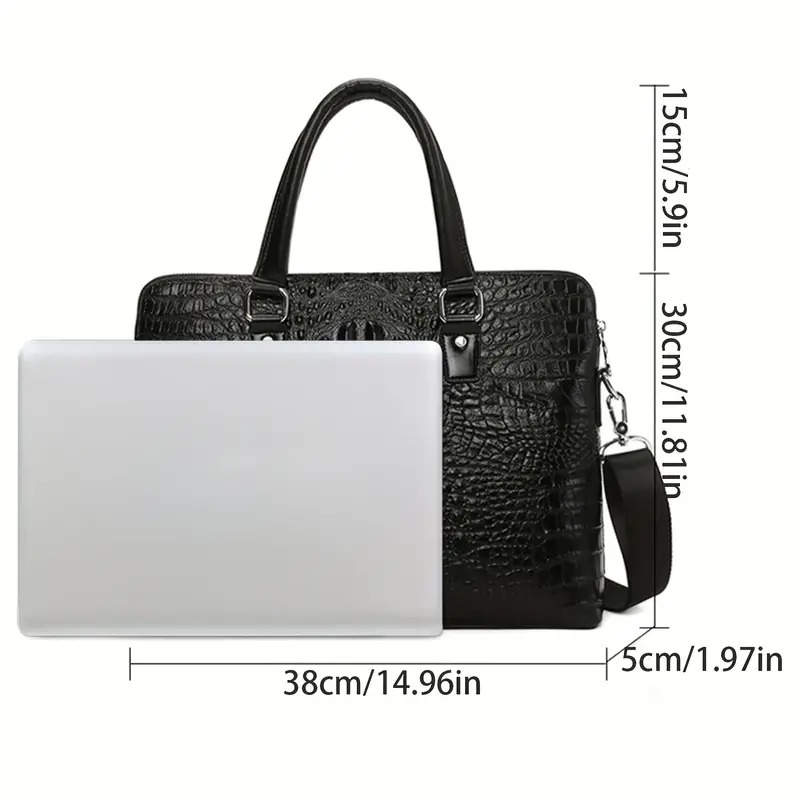 Manufacturer Custom Men's Large Capacity Shoulder Crossbody Crocodile Pattern Handbag Laptop Bag Genuine Leather Briefcase